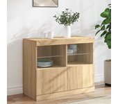 Aparador | aparador de comedor | armario de cocina con luces led roble sonoma 81x37x67 cm cfw63732