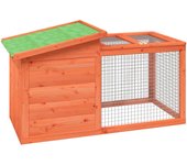 Conejera de madera maciza de pino marrón 100,5x54x55 cm