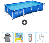 Paquete de piscina - bestway - rectángulo - 400x211x81 cm + accesorios cb19