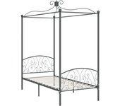 Estructura cama con dosel sin colchón metal gris 90x200 cm