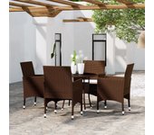 Juego de comedor jardín 5 piezas | conjunto de jardín | muebles de jardín ratán sintético marrón cfw77085