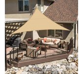 Toldo triangular de 3 x 3 x 3 m, impermeable, de pes, color arena, con 95 % de protección uv para patio y jardín al aire libre.