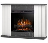 Paria - chimenea led eléctrica independiente - 23' - blanco mate / mármol negro - 108 x 80 x 27.5