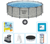 Paquete de piscina - bestway - alrededor - 488x488x122 cm + accesorios cb34