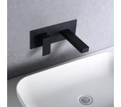 Imex - grifo monomando lavabo empotrado | grifo baño mezclador agua fria y caliente | grifo lavabo sobre encimera | serie suiza | color negro mate