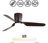 Ventilador de techo con luz silencioso dc con mando kochi marrón 132 cm invierno-verano color luz regulable