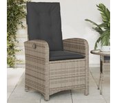Vidaxl sillón reclinable de jardín con cojines ratán sintético gris