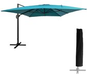 Sombrilla excéntrica molokai rectangular 3x4m azul + funda