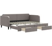 Cama para adulto | cama individual | sofá cama nido con cajones tela gris taupe 90x200 cm cfw14605