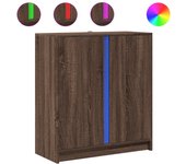 Aparador | aparador de comedor | armario de cocina con led madera ingeniería marrón roble 77x34x85 cm cfw85550
