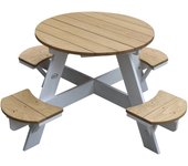Axi ufo mesa de picnic redonda para niños de madera | mesa redonda infantil para el jardín en marrón y blanco con 4 asientos
