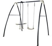 Axi columpio de metal antracita y crema 3 piezas | columpio y balancín de 1 plaza / cara a cara con soporte | columpio de jardín / columpio de