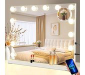 Nettlife espejo de maquillaje con iluminación 15 led espejo regulable con 3 modos de iluminación control táctil y lupa extraíble