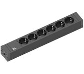 Regleta bachmann connect line de 6 contactos negra, cable de 2 metros 4.200.018