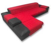 Funda de sofá italia el protector de sofá con península acolchado unito rojo burdeos asiento cm. 290