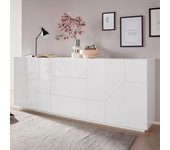 Aparador 220x40cm blanco salón cocina mueble 4 puertas 3 cajones mavis