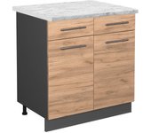 Vicco mueble bajo de cocina fame-line, roble dorado, 80 cm , et mármol