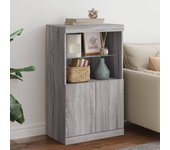 Aparador | aparador de comedor | armario de cocina con luces led gris sonoma 60,5x37x100 cm cfw44497