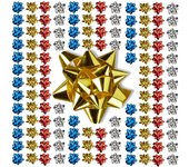 Relaxdays pack 200 lazos para regalo, autoadhesivos, decorativos, obsequios de navidad y cumpleaños, 5x5 cm, multicolor