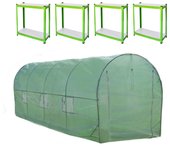 Invernadero politúnel con estantería galvanizada puertas de cultivo cubierta de pe jardinería marco metálico