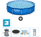 Paquete de piscina - bestway - alrededor - 366x366x76 cm + accesorios cb12