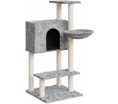 Rascador para gatos con postes de sisal gris claro 108,5 cm