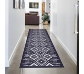 Alfombra vinílica étnica en azul 220 x 70cm