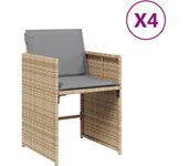 Sillones jardín con cojines 4 uds ratán sintético beige mezcla