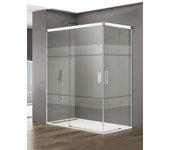 Mampara de ducha angular allstone basic 2+2 con cierre en vértice, sin perfil inferior 90x70 cm cristal serigrafiado perfil combi