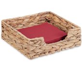 Relaxdays servilletero de jacinto de agua, dispensador de servilletas 20x20 cm, diseño trenzado, cuadrado, natural