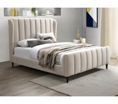 Cama de 140 x 190 cm - tela con costuras verticales - beige - casagoti