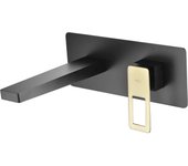 Mice - grifo empotrado monomando lavabo, griferia de baño para lavamanos - grifo empotrado de baño color negro mate y oro brillo