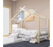 Casa cama con cajones, base de lamas de madera sólida, blanco 90x200cm