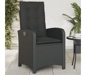 Vidaxl sillón reclinable de jardín con cojines ratán sintético negro