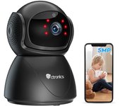Ctronics cámara de vigilancia 5mp wifi 2.4/5ghz ptz interior, detección humana/movimiento, seguimiento automático, visión nocturna 20m (negra)