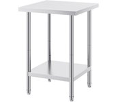 Succebuy mesa preparación en acero inoxidable 24 x 24 x 34 pulgadas, capacidad carga 700 lb, mesa metal robusta con 3 alturas ajustables