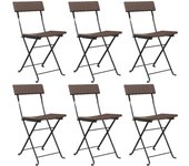 Pack 6 uds silla de jardín | sillas cafetería plegables acero y ratán sintético marrón cfw55883
