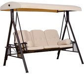 Columpio balancín de jardín de 3 plazas outsunny 207x120,5x174cm beige
