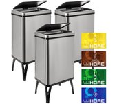 Cubo de basura 40l con imanes pack 3 contenedores gris