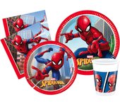 Kit party tavola marvel spider-man crime fighter per 8 persone (44 pezzi: 8 piatti carta ø23cm, 8 piatti carta ø20cm, 8 bicchieri plastica 200ml, 20