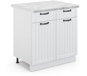 Vicco mueble bajo de cocina fame-line, blanco casa de campo, 80 cm , et mármol