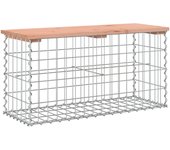 Banco jardín | banco de exterior | silla de jardín diseño gaviones madera abeto douglas 83x31,5x42 cm cfw243697