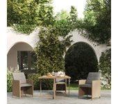 Mesa de jardín ratán sintético madera acacia beige 109x107x74cm