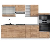 Vicco mueble de cocina fame-line, oro potencia roble/blanco, 280 cm sin encimera