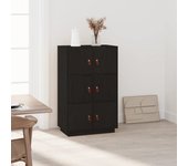 Aparador alto | aparador de comedor | armario de cocina de madera maciza de pino negro 67x40x108,5 cm cfw88734