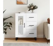 Aparador | aparador de comedor | armario de cocina de madera contrachapada blanco brillante 69,5x34x90 cm cfw60866