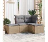 Juego de sofás jardín con cojines 4 piezas | conjunto de jardín de ocio | set de comedor de jardín ratán sintético beige cfw499112