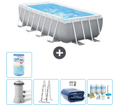 Paquete de piscina - intex - rectángulo - 400x200x100 cm + accesorios a2442