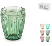 H&h 6 vasos daisy en vidrio acanalado transparente cc 270