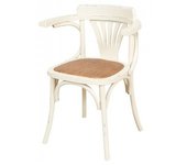 Biscottini sillón harmonie – madera maciza de fresno acabado blanco y asiento vintage de ratán vienés – bistro – sala de estar – 45x42x77 cm